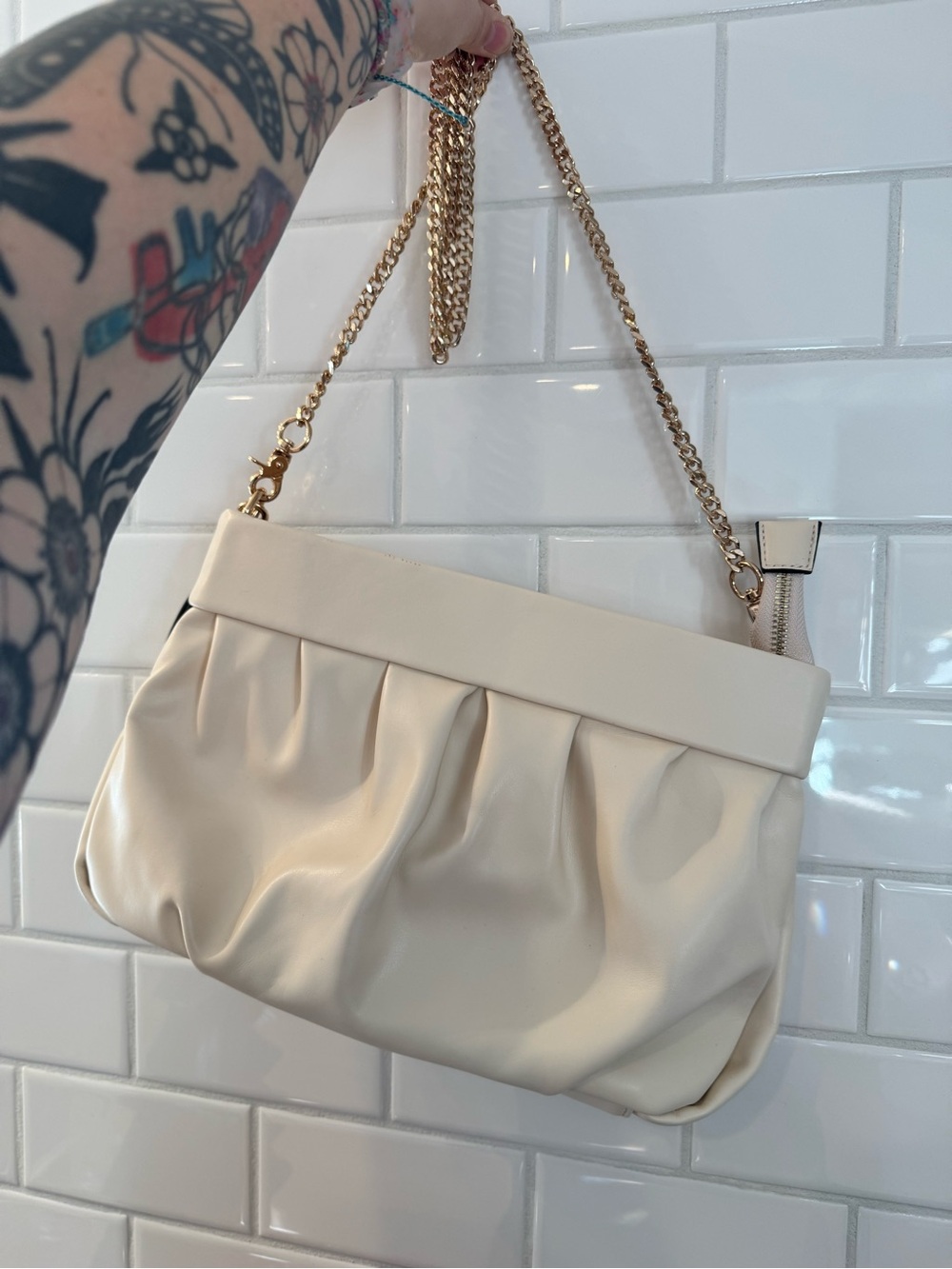 Poppy and Peonies Cream Chain Handle Bag